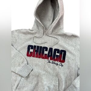 Pro Weave Hoodie Men’s Large “Chicago The Windy‎ City” Embroidered Gray